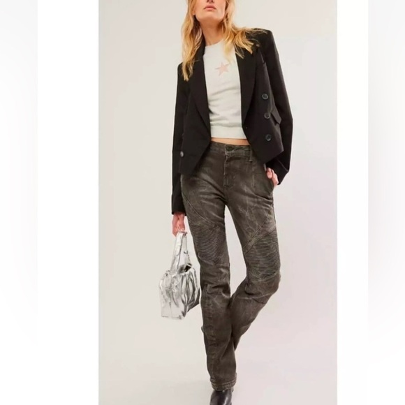 Free People We The Free Vector Moto Mid Rise Flare Jeans Size 30 - Picture 1 of 10